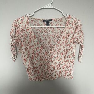 Forever 21 Red Ditsy floral top